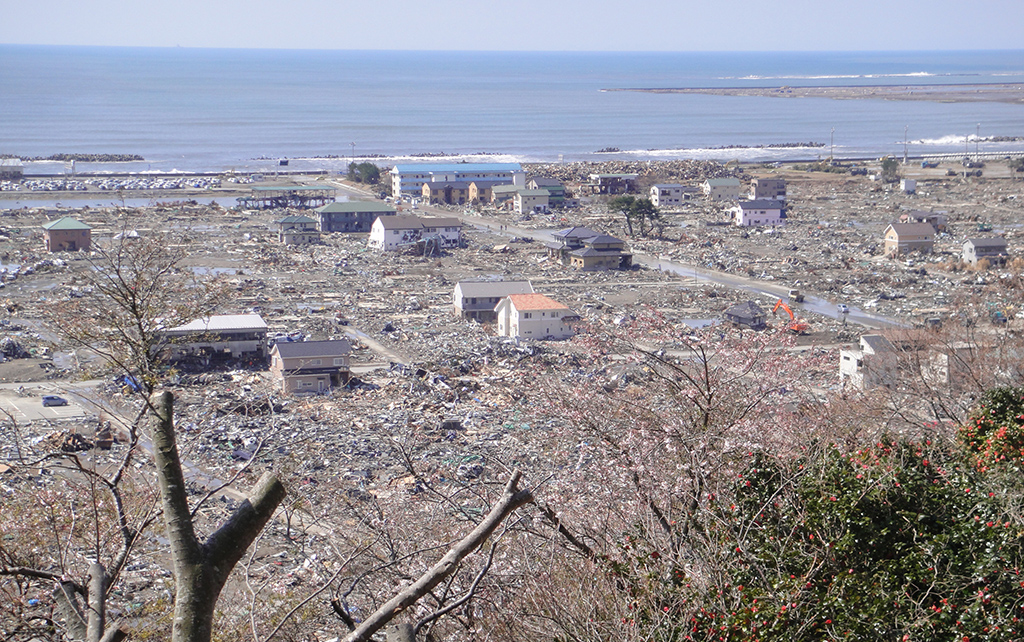 津波襲来後の南浜地区